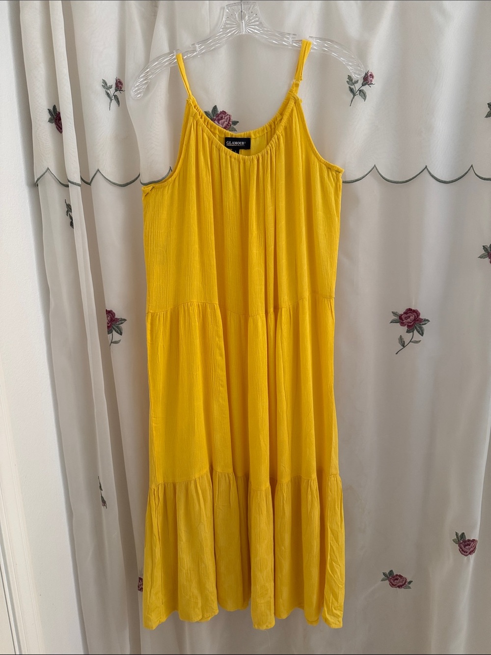 Glamour Yellow Tiered Spaghetti Strap Maxi Dress